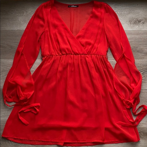 Plastic Island Tops - Plastic bright red opened sleeved blouse or dress